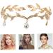 Rhinestone Leaf Headband Golden Wedding Head Chain with Teardrop Crystal Leaf Hair Vine - Buy Online on SooperMarket.com