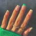 French Tips Press on Nails Short with White Flower Design Square Fake Nails Yellow Green French Nails False Nails with Glue Stickers Spring Press On Nail Acrylic Glossy Stick on Nails for Women Girls white_floret
