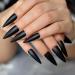 24pcs Extra Long Matte Black False Nails - Full Coverage Reusable & Long Lasting - International Shipping Available - Buy Online on SooperMarket.com