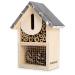 Navaris S Wooden Insect Hotel - 15 x 8 x 20 cm - Natural Wood Insect House - Garden Shelter Bamboo Nesting Habitat for Bees Butterflies Ladybirds