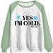oelaio Women's Casual Crewneck Sweatshirt Loose Long Sleeve YES I M Still Freezing ME 24:7 Sweatshirts Baggy Hide Belly Army Green - Buy Online on SooperMarket.com