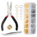 Anzlah Open Jump Rings and Lobster Clasps Jewelry Fixing Kit (1200 pcs Gold and Silver) with a Bent Nose Jump Ring Pliers  Tweezers  and a Jump Ring Opener (O Rings for Jewelry Making)