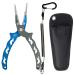 Piscifun Fishing Pliers with Split Rings, Ultralight Aluminum Fishing Tackle Pliers with Tungsten Steel Braid Cutters, Sheath and Lanyard, Fish Hook Remover, Saltwater & Freshwater Blue