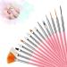 Hanyousheng nail art brush nail polish brush nail art brush set acrylic nail art brush 15 pcs acrylic and detail painting brush for nail art design painting salon nail design nail foot care pink