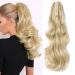 Silk-co 18inch Bleach Blond Long Curly Ponytail Extensions Claw on Synthetic Clip in Hairpiece Pony Tail Extension 18inch (Pack of 1) Bleach Blond