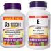 Webber Naturals Vitamin D3 1000 IU 500 Tablets For Healthy Bones Teeth and the Maintenance of Good Health & Vitamin E 400 IU 120 Softgels Natural Source of Vitamin E Antioxidant Support