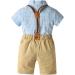 AmzBarley Boys Gentlemans Suit | Kids Dress Shirt Pants Vest Bowtie Tuxedo Rompers | Birthday Party Outfit | Khaki 4-5 Years - Buy Online on SooperMarket.com