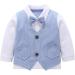 AmzBarley Baby Boys Gentleman Outfit Suit | Long/Short Sleeve Shirt, Pants, Vest, Bowtie Tuxedo Rompers | Blue | 3-4 Years - Buy Online on SooperMarket.com