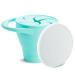 Munchkin C'est Silicone Baby Weaning Pot Collapsible Snack Catcher Food Storage Container BPA Free Toddler Snack Pot Kids Small Snack Pot Tub w.Lid Spill-Proof Baby Weaning & Snack Holder - Mint