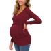 Love2Mi Maternity Nursing Top - Long Sleeve V-Neck Maternity Clothes in Wine Red - Buy Online on SooperMarket.com