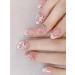 24pcs Pink Bow Oval Coffin Fake Nail Pink Bow 3D Press on Nails Pink Bow Oval Nails Luxurious Nails Acrylic Nails Fake Nails For Women Girls