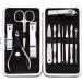 Manicure Set Professional nail clipper kit pedicure kit -12 pieces of care set made of stainless steel nail care tools travel grooming kit (black)