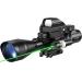 MidTen Riflescope Combo 4-12x50EG Dual Illuminated Optics & IIIA/2MW Laser Sight & 4 Holographic Reticle Red/Green Dot Sight & 20mm Scope Mount Green 4-12x50
