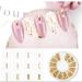 XEAOHESY 6 Boxes Gold Nail Charms for Nails - Geometry Heart Moon Line Sea Creatures Metal Studs, 3D Nail Art Jewelry Decoration with Tweezers and Wax Pencil - Buy Online on SooperMarket.com