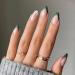 24Pc Press on Nails Short,Glossy Almond Fake Nails with Design, Glue on Nails Full Cover Acrylic False Nails,French Green Nail Tips Stick on,Artificial Nail Kit with Nail Glue for Women Nails Art oval-green-white
