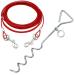 Bunty Dog Tie Out Stake 16" & Dog Tie Out Cable 10ft. | Spiral Ground Anchor for Dog Lead Hook & Dog Leash | Heavy Duty Dog Stake & Cable for Outdoor Use - Dog Camping Accessories & Essentials Medium - 10ft Red