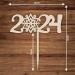2024 Wooden Cake Topper | New Year's Eve Cake Decoration | Perfect for Celebrations - Buy Online on SooperMarket.com