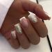 French Tip Press on Nails Medium Fake Nails Square False Nails with Designs Glitter Acrylic Nails White Nail Tip Full Cover Glossy Stick on Nails Cute Glue on Nails for Women Manicure Decoration STYLE 6