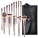 14 Champagne Gold Wood Handle Makeup Brush Beauty Tools Foundation Make Up Eye Shadow Brush Set 22cm 22cm D