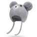 Cute Bear Kids Winter Hat with Ear Flaps 1-5 Years Dual Pom-Pom Chenille Knitted Warm Hat for Baby Girls Boys Fleece Lined Warm Earflap Cap with Strap Toddler Cold Weather Furry Warm Beanie Hat Grey One Size Grey