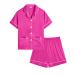 SWOMOG Kids Satin Pyjamas Sets Girls Boys Button-Down Pjs Short Sleeve Silk Nightwear 2 Piece Lounge Sets 6-7 Years Rose Red
