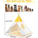 Large Pet Teepee Tent with Mat for Dogs & Cats | Portable Indoor/Outdoor Dog House - White Stripe Design - Buy Online on SooperMarket.com