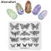 4-Piece Nail Art Stamping Plates - Floral Butterfly & Plaid Design Templates for Perfect Manicure - Multi-Pattern Stencil Tool - Buy Online on SooperMarket.com