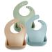 Pandaear 3 pieces silicone bibs feeder bib babyl spots with collecting bowl bpa-free washable waterproof soft cleaning for babies and toddlers boys and girls