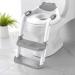 SKYROKU Potty Training Seat with Step Stool Ladder, Toddler Potty Seat for Kids and Toddler Boys Girls, Splash Guard and Safety Handles (Grey) Gray