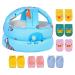 Umtiti Baby Adjustable Safety Helmet Lightweight and Soft Infant Head Protector with 3 Pairs Baby Knee Pads for Crawling & 3 Pairs Baby Socks Soft Head Guard for Baby Learning to Walk. Zoo Blue+6