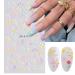 Daisy Embossed 5D Nail Art Stickers - Spring Flower & Rabbit Design | Self-Adhesive Decor for Women & Girls - 3 Sheets - Buy Online on SooperMarket.com