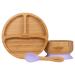 nohla - Bamboo Baby & Toddler Suction Plate Bowl & Silicone Spoon Weaning Set - Suction Ring for Secure Grip on Smooth Surfaces - Eco-Friendly BPA-Free - Lilac Lilac Set