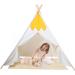 Large Pet Teepee Tent with Mat for Dogs & Cats | Portable Indoor/Outdoor Dog House - White Stripe Design - Buy Online on SooperMarket.com