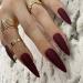 Redykat 24PCS XL Stiletto Matte Press On Nails  Salon Quality Nail Art  Extra Long Acrylic False Nails  Fake Nails  Home Quick Manicure (dark red)