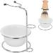 Bordstract Restaurant Stand Bowl Set - Professional Shaving Soap Peel Razor & Brush Holder for Men | Durable Stainless Steel & Nylon Wool Brush | Comfortable Silver White Design - Buy Online on SooperMarket.com