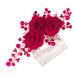 PLAFOPE Rose Hair Comb Hair Jewelry Comb Female Insert Comb Bridesmaid Hair Comb Rose Head Decor Hair Comb Clip Wedding Hair Comb Wedding Ceremony Decorations Hair Accessories Red Cloth