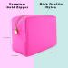 DANCOUR Large Pink Makeup Bag & Toiletry Organizer for Women - Nylon Cosmetic Pouch, Travel-Friendly, Preppy Style - Hot Pink Makeup Storage for Girls - Buy Online on SooperMarket.com