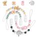 Pacifier Clip Soft Flexible Binky Holder Clips for Newborn Boy and Girl 4 Pack Pacifier Clips Neutral Baby Shower Christmas Gifts