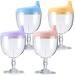 4 Pcs Wine Sippy Cup Goblet Plastic Wine Glass Sippy Cup Beverage Mug with Lid Milk Bottles for Toddlers over 8 Months for Baby Kids Birthday Christmas Party Celebration  Blue  Pink  Yellow  Purple