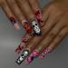 Halloween Press on Nails Extra Long Pumpkin Ghost Bat Fake Nails Matte Nude Coffin Full Cover False Nails with Adhesive Jelly Glue Horror Bloody Phone Design Artificial Stick on Nails for Women 24Pcs Style 2