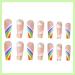 RUNRAYAY Rainbow French Long Fake Nail Press on False Nails with Charms - 24Pcs - Buy Online on SooperMarket.com