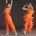 Adult Women's Fringe Latin Dance Pants - Black Tassel Performance Costume - Orange - Medium - Buy Online on SooperMarket.com