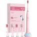 NBGRLVS Rechargeable Sonic Electric Toothbrush for Adults with 4 Brush Heads  3 Modes  2 Minute Smart Timer and Fast 6 Hour Charge - Perfect for Travel and Easy Dental Care (Pink)