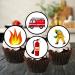 PRECUT Fire Engine Cupcake Toppers Fire Service Edible Cake Decorations Edible Fireman Decorations Fire Engine Cupcake Toppers Fire Cake Toppers (Pack of 24)