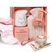 Hot Chocolate Mug Gift Set with hot Water Bottle Mini Marshmallows and Christmas Candy Cane - Cosy hot Water Bottle and hot Chocolate Gift Set - Gift Set for Women Teen Adults (Pink)