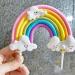 Rainbow Cloud Cake Topper - Colorful Soft Pottery Cupcake Decoration for Boys and Girls Birthday Party - Buy Online on SooperMarket.com