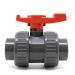 VIALIA PVC ball tap with double union buffe 40mm shut-off tap on both sides with adhesive muffles for gluing and screwing with PVC pipes for pool and pond construction aquaristics 40 mm