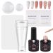 EBANKU Nail Stamper Kit Double Sided French Tip Nail Stamping with White Pink Gel Nail Polish 2PCS Silicone Replace Nail Art Stamper Heads and Scraper for French Nails Home DIY Salon