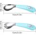 Silent Children Cutlery Set | Curved Handle Stainless Steel Baby Fork & Spoon | Heat-Resistant Self-Learning Feeding Utensils (Green) - Buy Online on SooperMarket.com