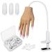 Practice Hand for Acrylic Nails, Flexible Movable Nail Practice Hands, 100PCS Nail Tips Never Fall Off Finger Never Break Nail Hand Practice, Silicone Acrylic Practice Hand Fake Hand for Nail Practice Practice Hand with 100PCS White Nail Tips